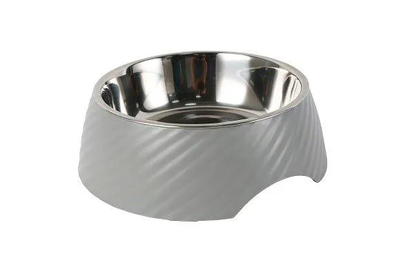 Twill Round Cat Dog Bowl - Grey S/L