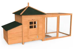 VOUNOT Chicken Coop and Run, Wooden Hen House with Nest Box 190 x 100 x 55cm