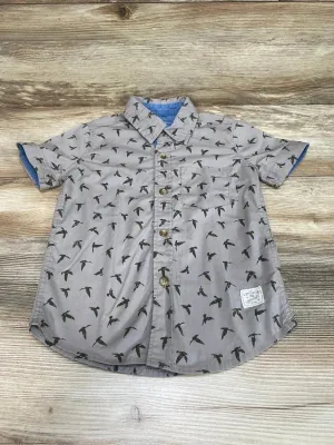 Weatherproof Vintage Bird Print Button Up Shirt Grey sz 4T