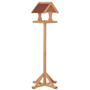 Wooden Bird Feeder Table Freestanding with Weather Resistant Roof Cross-shaped Support Feet for Backyard Pre-cut 55 x 55 x 144cm Natural